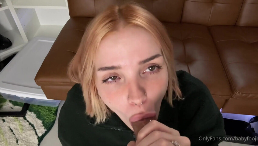 BabyFooji Fucks A Dildo On The Couch - Masturbation - OnlyFans - Fingering - Toys - Solo - Tattoos - Nose Piercing - Boobs - Pussy Rubbing - Dildo Riding