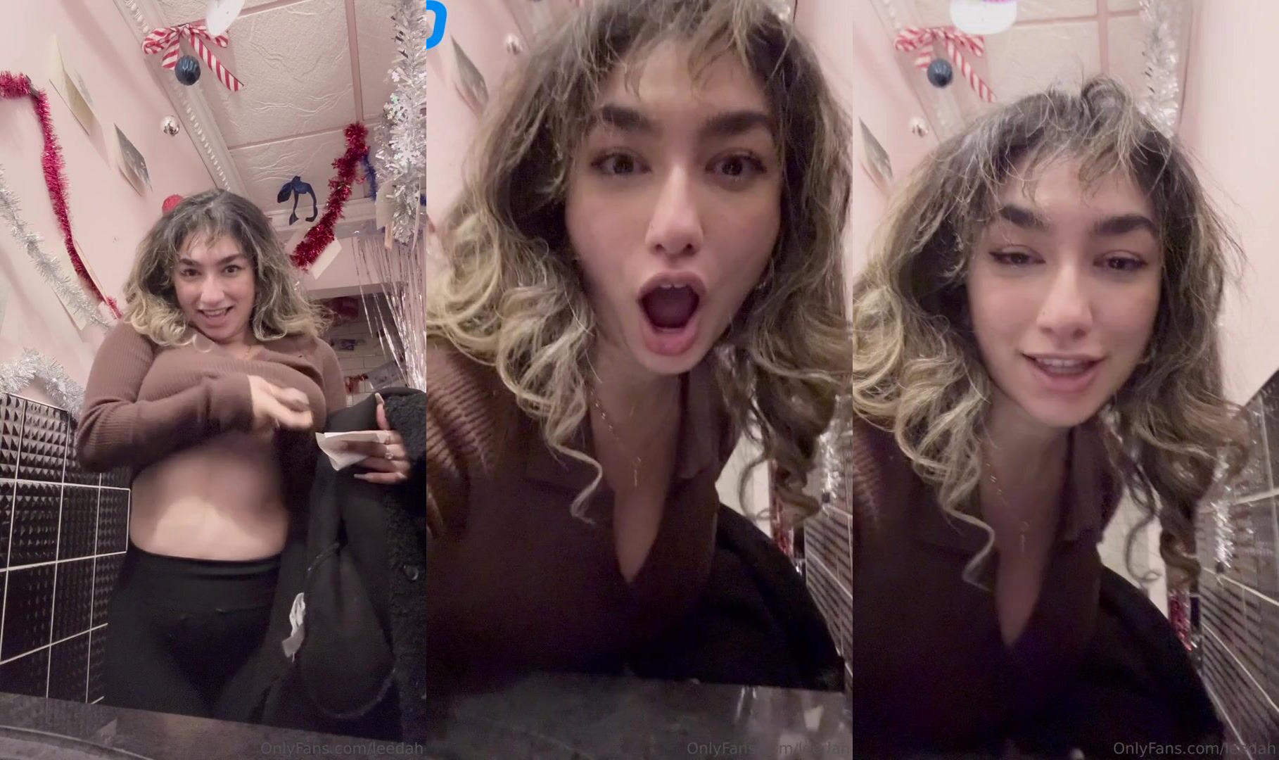 Leedah ASMR - Playing with her tits in the bathroom at a party