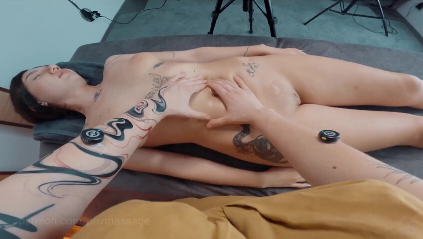 ASMR Massage - Front Massage with Aloe Gel by Yolana POV to Sandy