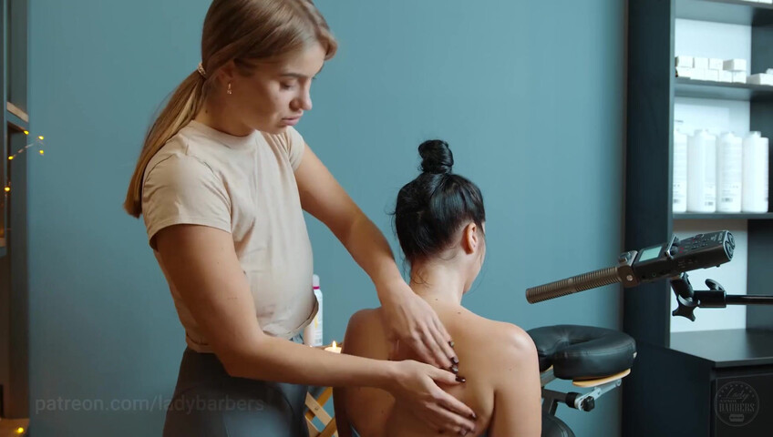Lady Barbers ASMR - 6 Sep 2025 - Shoulders breast and back massage with foam by Olga