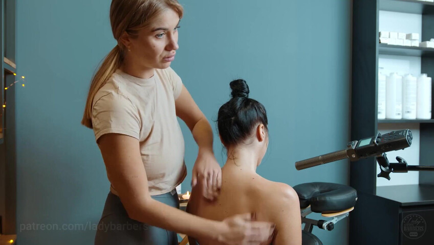 Lady Barbers ASMR - 6 Sep 2025 - Shoulders breast and back massage with foam by Olga
