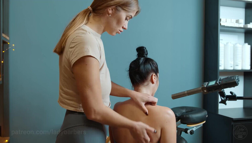 Lady Barbers ASMR - 6 Sep 2025 - Shoulders breast and back massage with foam by Olga