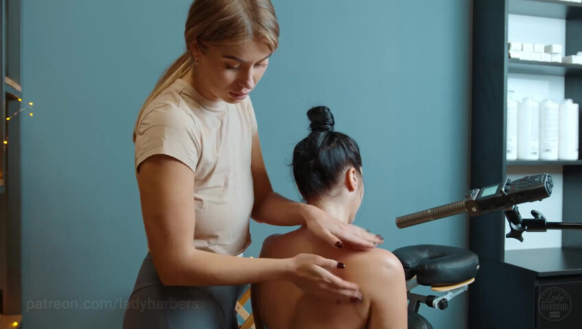 Lady Barbers ASMR - 6 Sep 2025 - Shoulders breast and back massage with foam by Olga