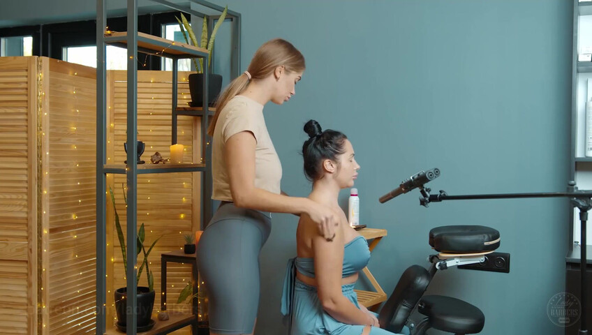 Lady Barbers ASMR - 6 Sep 2025 - Shoulders breast and back massage with foam by Olga
