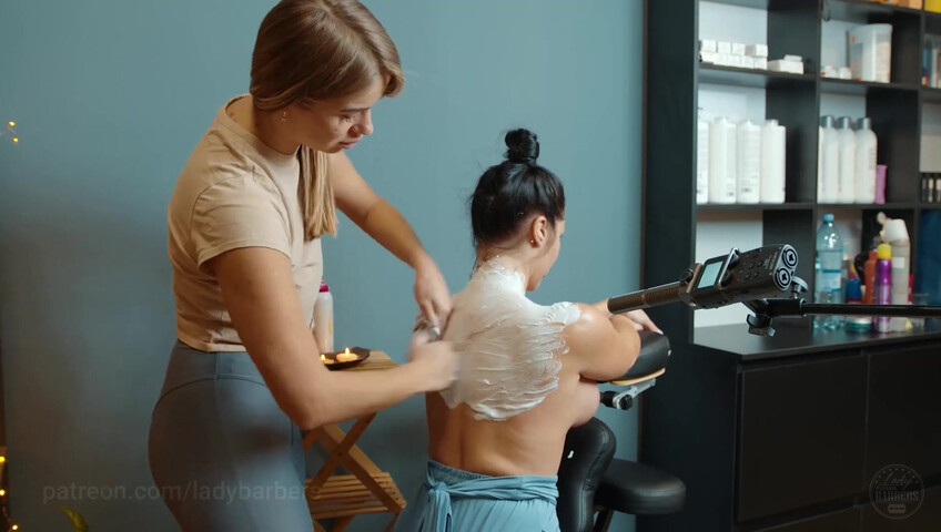 Lady Barbers ASMR - 6 Sep 2025 - Shoulders breast and back massage with foam by Olga