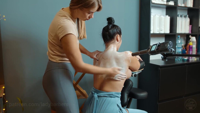 Lady Barbers ASMR - 6 Sep 2025 - Shoulders breast and back massage with foam by Olga