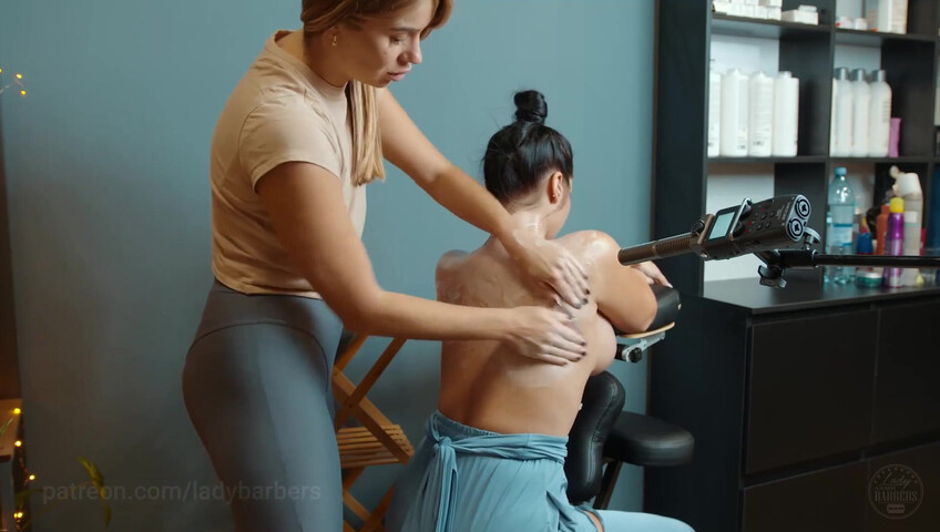 Lady Barbers ASMR - 6 Sep 2025 - Shoulders breast and back massage with foam by Olga