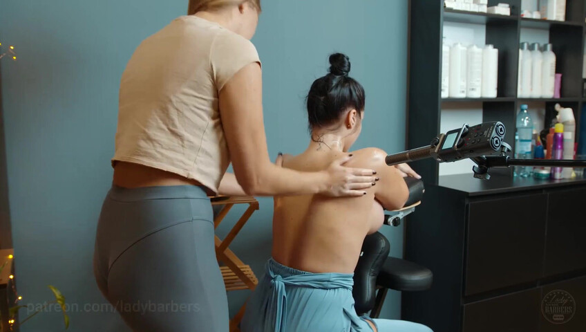 Lady Barbers ASMR - 6 Sep 2025 - Shoulders breast and back massage with foam by Olga