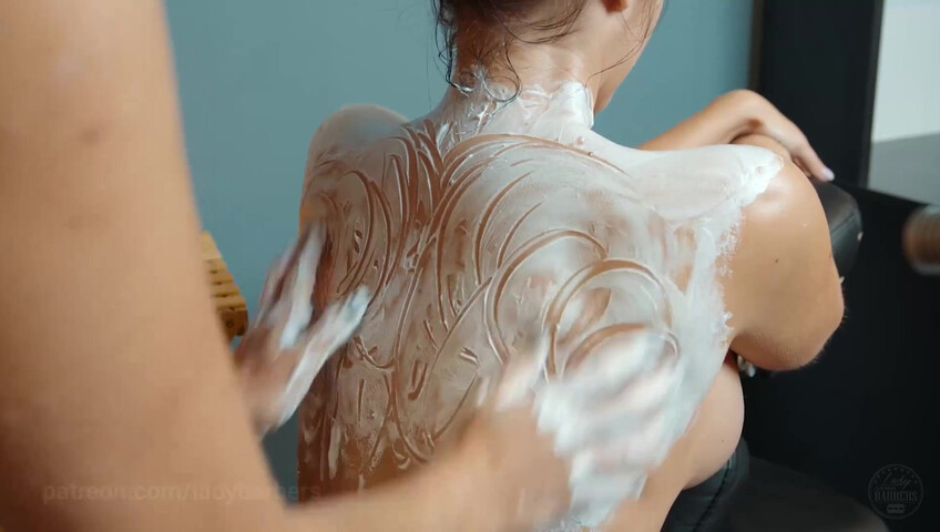 Lady Barbers ASMR - 6 Sep 2025 - Shoulders breast and back massage with foam by Olga