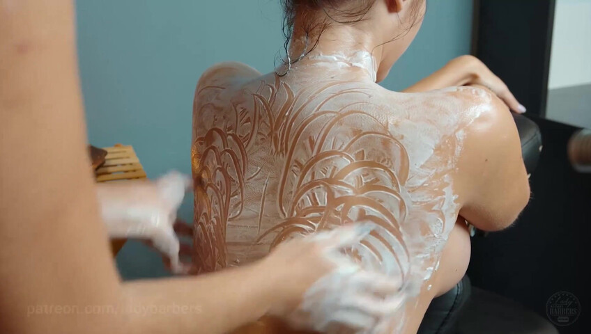 Lady Barbers ASMR - 6 Sep 2025 - Shoulders breast and back massage with foam by Olga