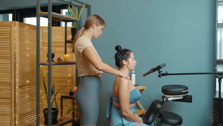 Lady Barbers ASMR - 6 Sep 2025 - Shoulders breast and back massage with foam by Olga