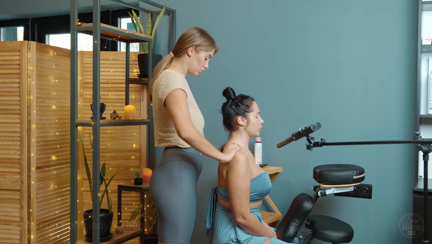 Lady Barbers ASMR - 6 Sep 2025 - Shoulders breast and back massage with foam by Olga
