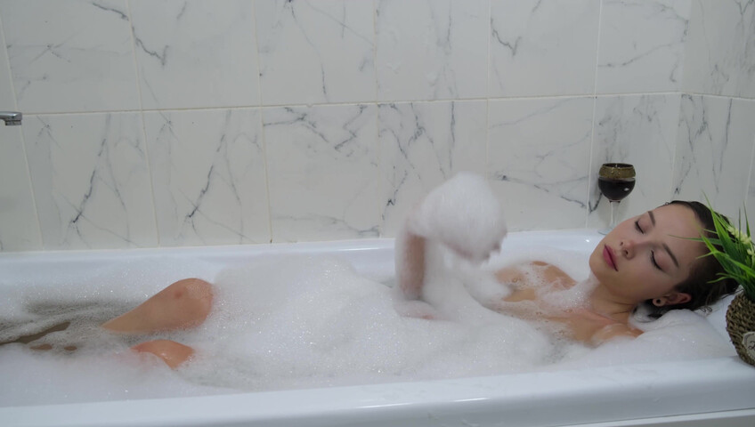 KateKuray Craves A Cock After Her Bath - Blowjob - Shower - Blue Eyes - Bathing - Bathtub - Natural Tits - Fondling - Cock Licking - On Her Knees - Balls Licking