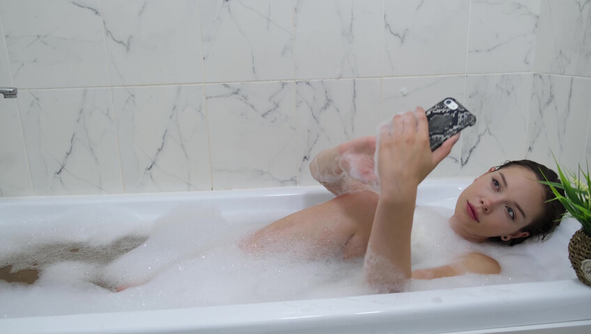 KateKuray Craves A Cock After Her Bath - Blowjob - Shower - Blue Eyes - Bathing - Bathtub - Natural Tits - Fondling - Cock Licking - On Her Knees - Balls Licking