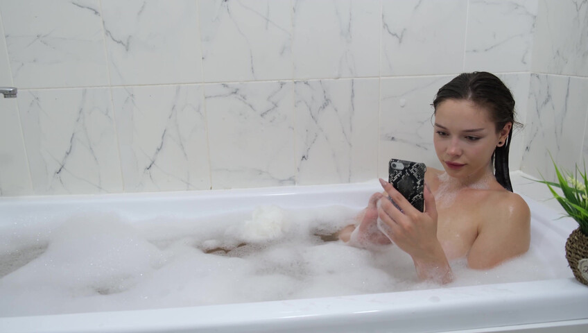 KateKuray Craves A Cock After Her Bath - Blowjob - Shower - Blue Eyes - Bathing - Bathtub - Natural Tits - Fondling - Cock Licking - On Her Knees - Balls Licking