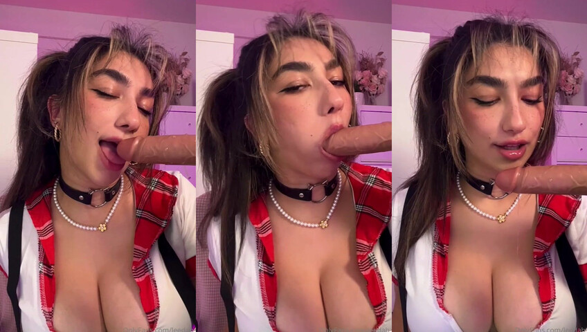 Leedah - Schoolgirl Outfit Sucking On A Dildo
