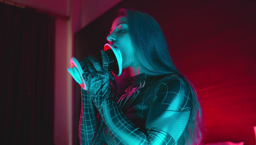 The Sounds of Girls - Horny ASMR Licking | Sexy Spider Woman Cosplay