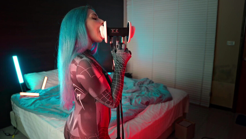 The Sounds of Girls - Horny ASMR Licking | Sexy Spider Woman Cosplay