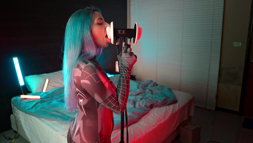 The Sounds of Girls - Horny ASMR Licking | Sexy Spider Woman Cosplay