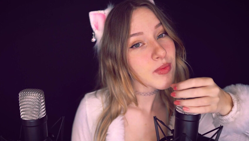 Diddly ASMR - Cat girl strokes 2 mics and moans for you