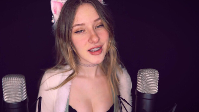 Diddly ASMR - Cat girl strokes 2 mics and moans for you