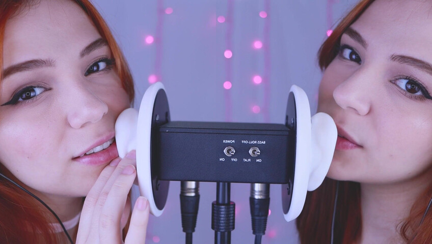 Maimy ASMR - Twins - Ear Noms, Kissing, Inaudible Whispers