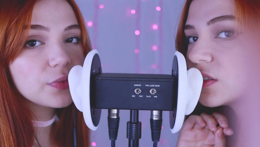Maimy ASMR - Twins - Ear Noms, Kissing, Inaudible Whispers