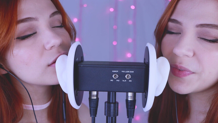 Maimy ASMR - Twins - Ear Noms, Kissing, Inaudible Whispers