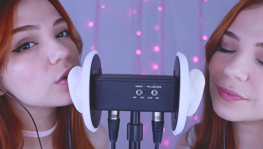 Maimy ASMR - Twins - Ear Noms, Kissing, Inaudible Whispers