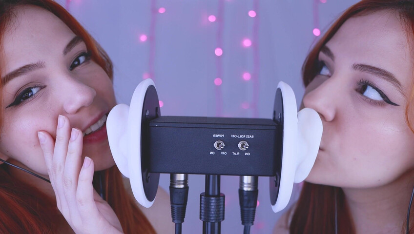 Maimy ASMR - Twins - Ear Noms, Kissing, Inaudible Whispers