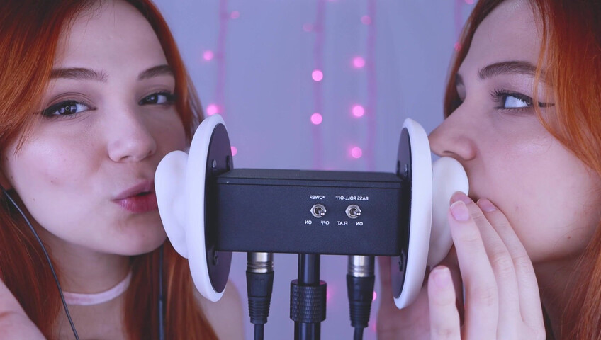 Maimy ASMR - Twins - Ear Noms, Kissing, Inaudible Whispers