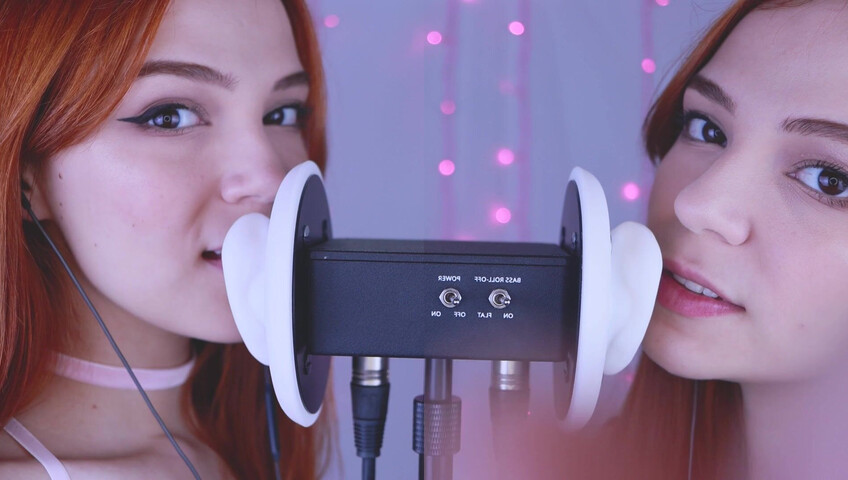 Maimy ASMR - Twins - Ear Noms, Kissing, Inaudible Whispers