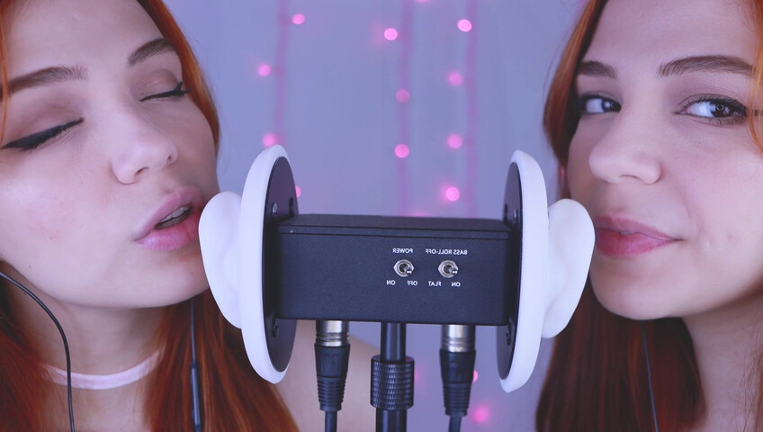 Maimy ASMR - Twins - Ear Noms, Kissing, Inaudible Whispers