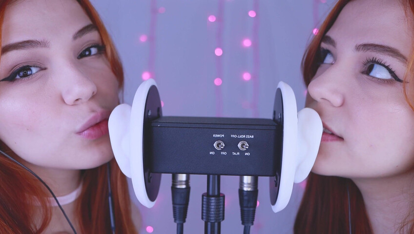 Maimy ASMR - Twins - Ear Noms, Kissing, Inaudible Whispers