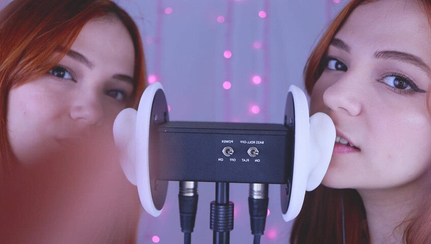 Maimy ASMR - Twins - Ear Noms, Kissing, Inaudible Whispers