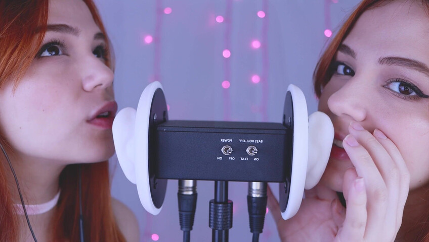 Maimy ASMR - Twins - Ear Noms, Kissing, Inaudible Whispers