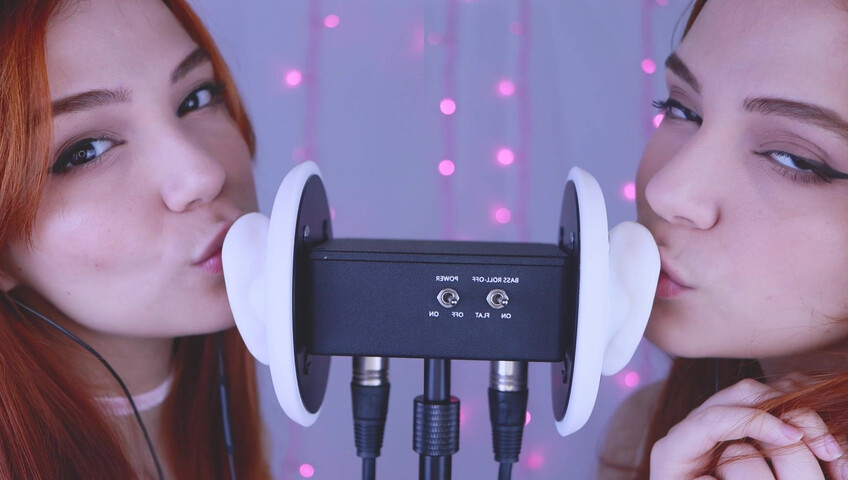 Maimy ASMR - Twins - Ear Noms, Kissing, Inaudible Whispers