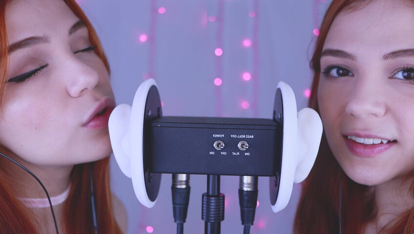 Maimy ASMR - Twins - Ear Noms, Kissing, Inaudible Whispers