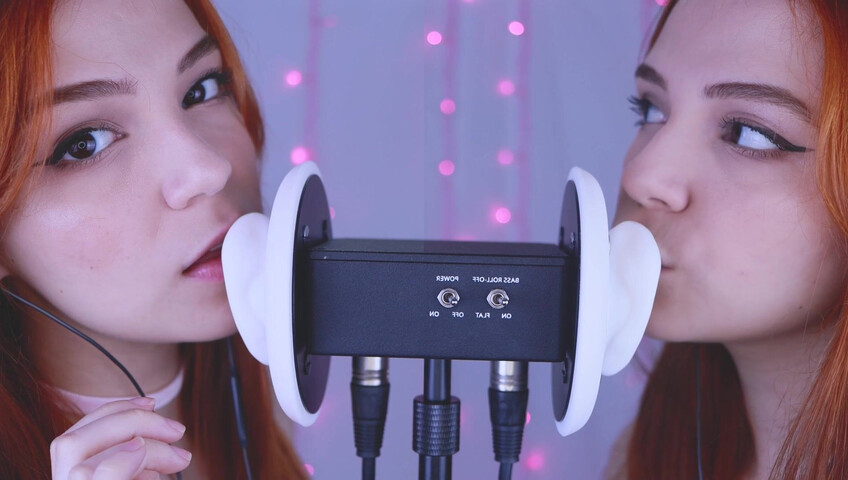 Maimy ASMR - Twins - Ear Noms, Kissing, Inaudible Whispers