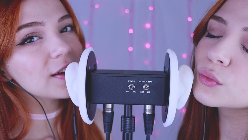 Maimy ASMR - Twins - Ear Noms, Kissing, Inaudible Whispers