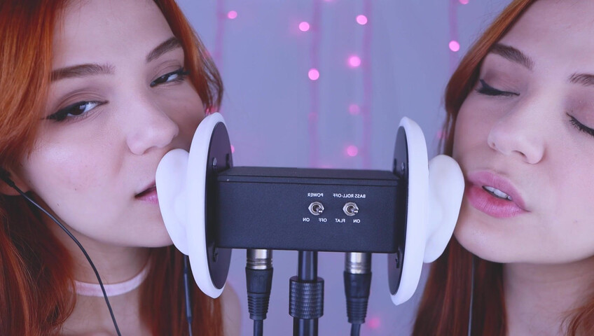 Maimy ASMR - Twins - Ear Noms, Kissing, Inaudible Whispers