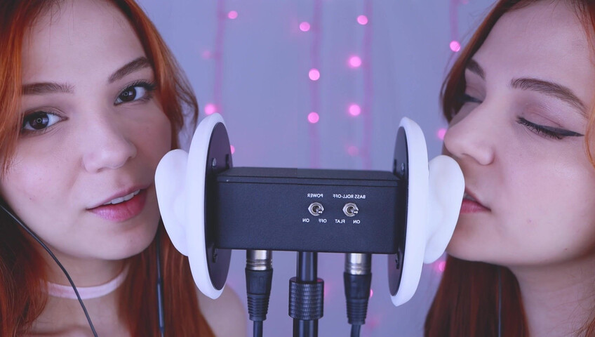 Maimy ASMR - Twins - Ear Noms, Kissing, Inaudible Whispers