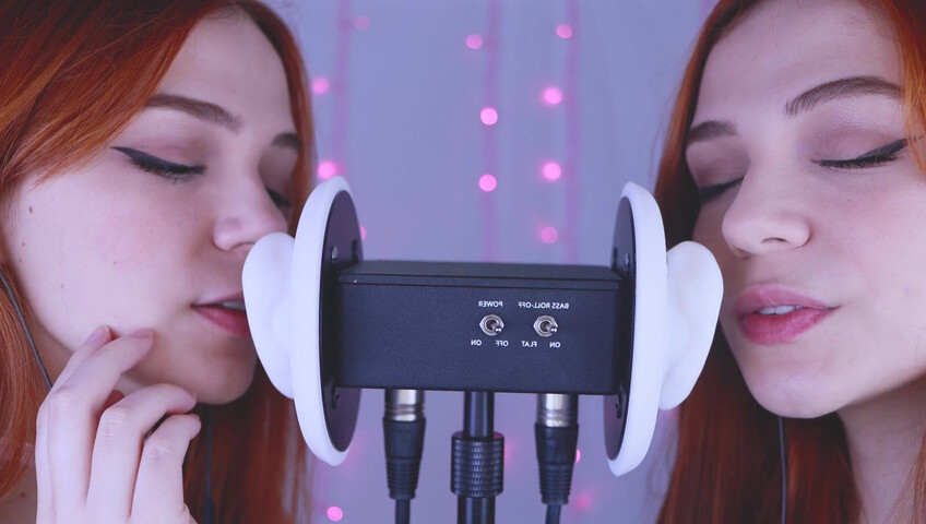 Maimy ASMR - Twins - Ear Noms, Kissing, Inaudible Whispers