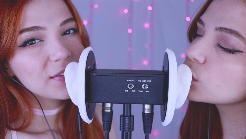 Maimy ASMR - Twins - Ear Noms, Kissing, Inaudible Whispers