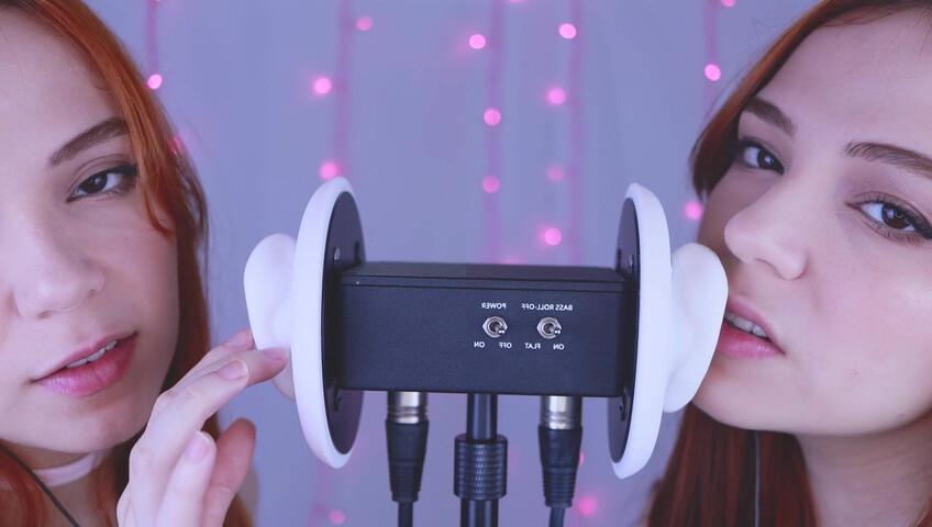 Maimy ASMR - Twins - Ear Noms, Kissing, Inaudible Whispers