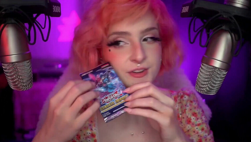 Mewlies ASMR - Yugioh Card Pack Opening ♡ Relaxing ♡ Casual Whispers & Giggles