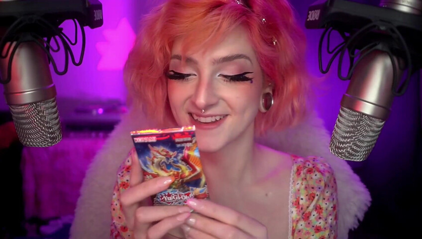 Mewlies ASMR - Yugioh Card Pack Opening ♡ Relaxing ♡ Casual Whispers & Giggles