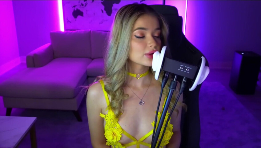 Mimi_fun - Ear Licking in Yellow Lingerie
