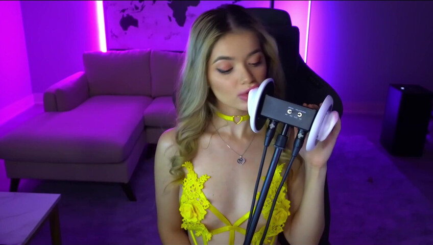 Mimi_fun - Ear Licking in Yellow Lingerie