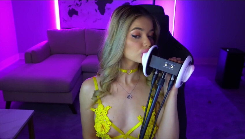 Mimi_fun - Ear Licking in Yellow Lingerie